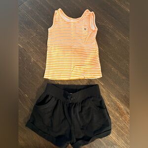 Old Navy Orange Striped Top and Black Shorts Set